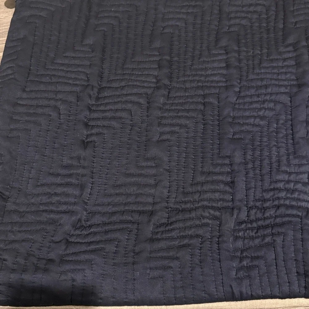 West Elm Navy Blue Silk Tassel throw pillow cover - 18” square zip close - NWT